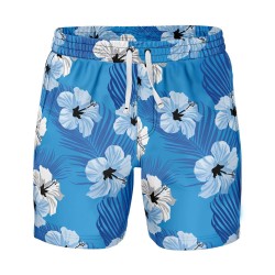 Men's Summer Floral Short Sleeve Shirt Blue